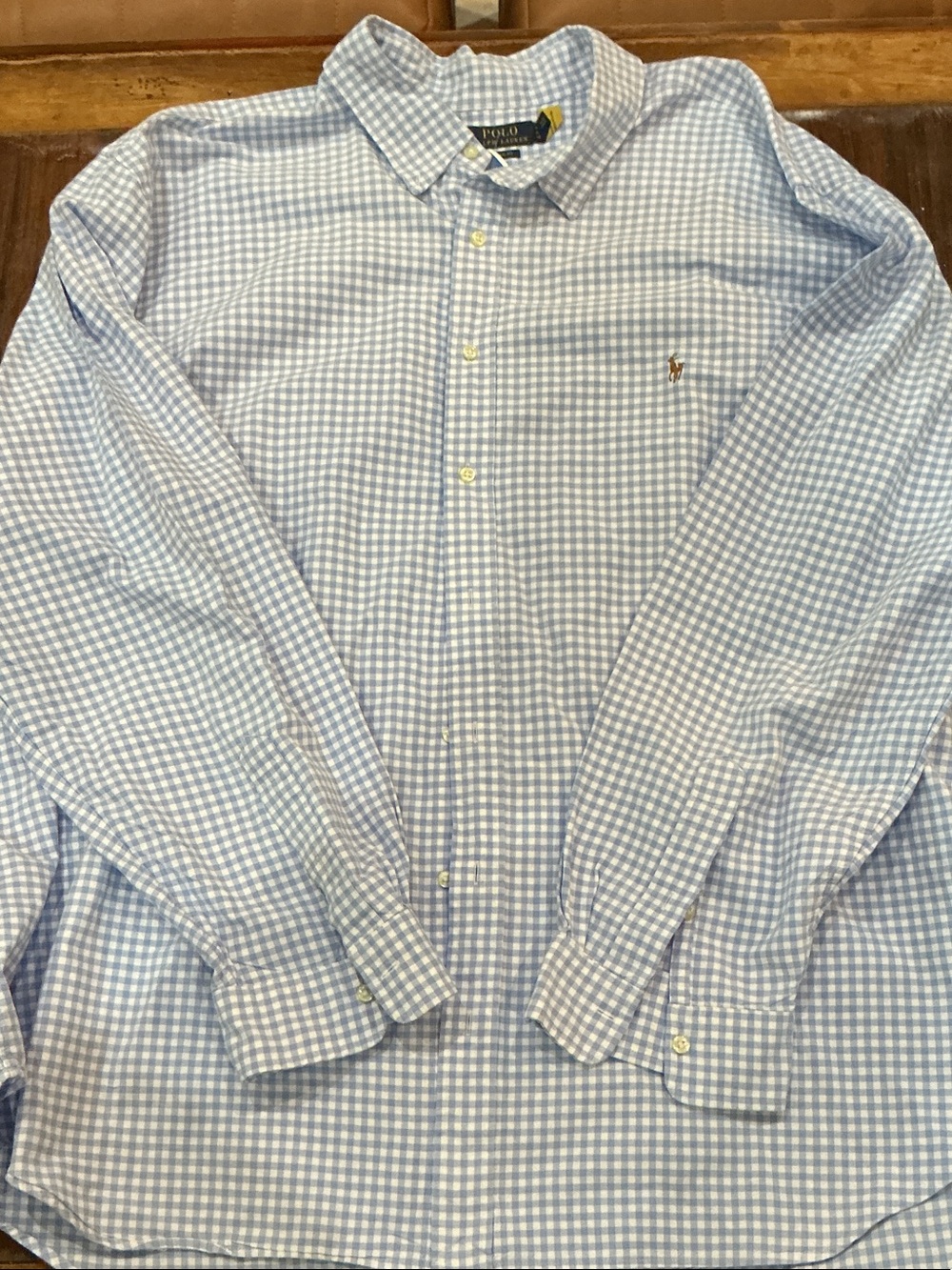 Big and Tall Polo by Ralph Lauren Blue & White Gingham Button-Down Shirt